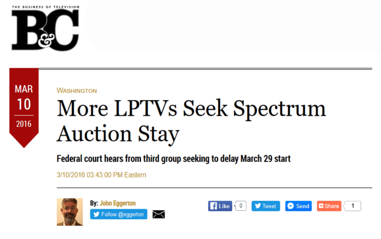 More LPTVs Seek Spectrum Auction Stay